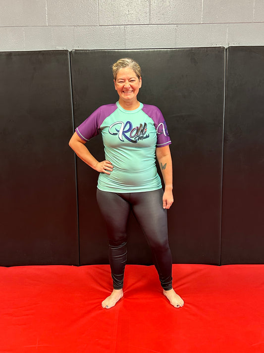 Teal Old School Roll Model Rashguard