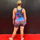 Roll Model Singlet - Paint Splatter Pink and Teal